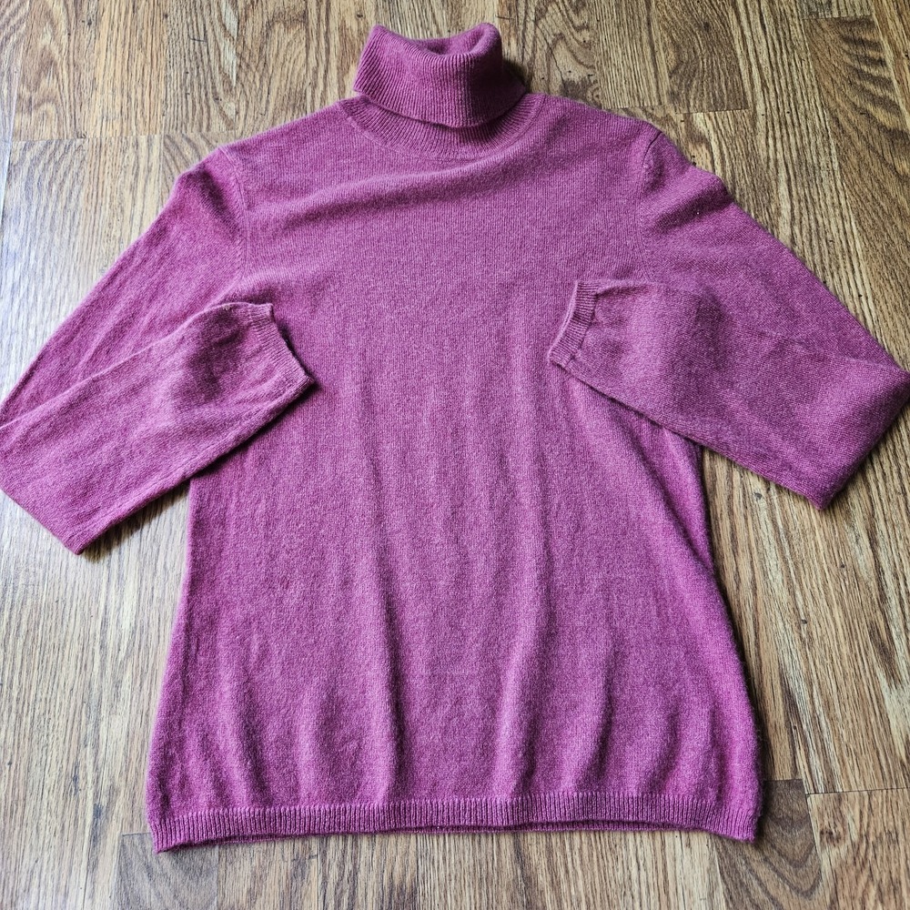 Charter Club Pink Turtleneck Sweater M 2-ply 100% Cashmere Cozy Casual Luxury